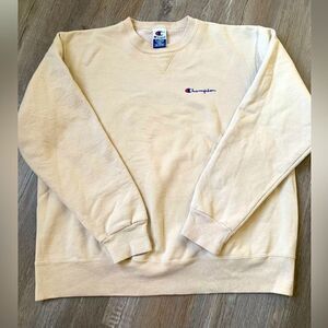 VTG CHAMPION Sweatshirt Crewneck Pillover Beige Cream Blue Red Size L XL